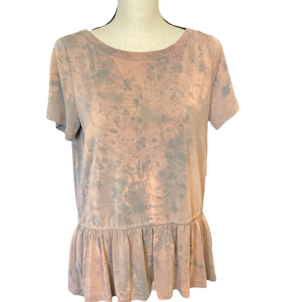 Banana Republic Boxy Fit Peplum Hem‎ Cloud Dye Short Sleeve Top Medium FLAW